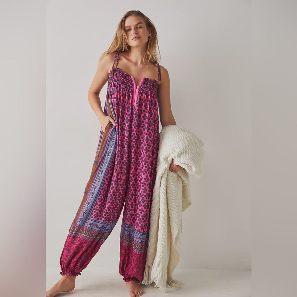 𝓯𝓹 Free People ~ Rule The World Maxi Romper in Tulip Combo